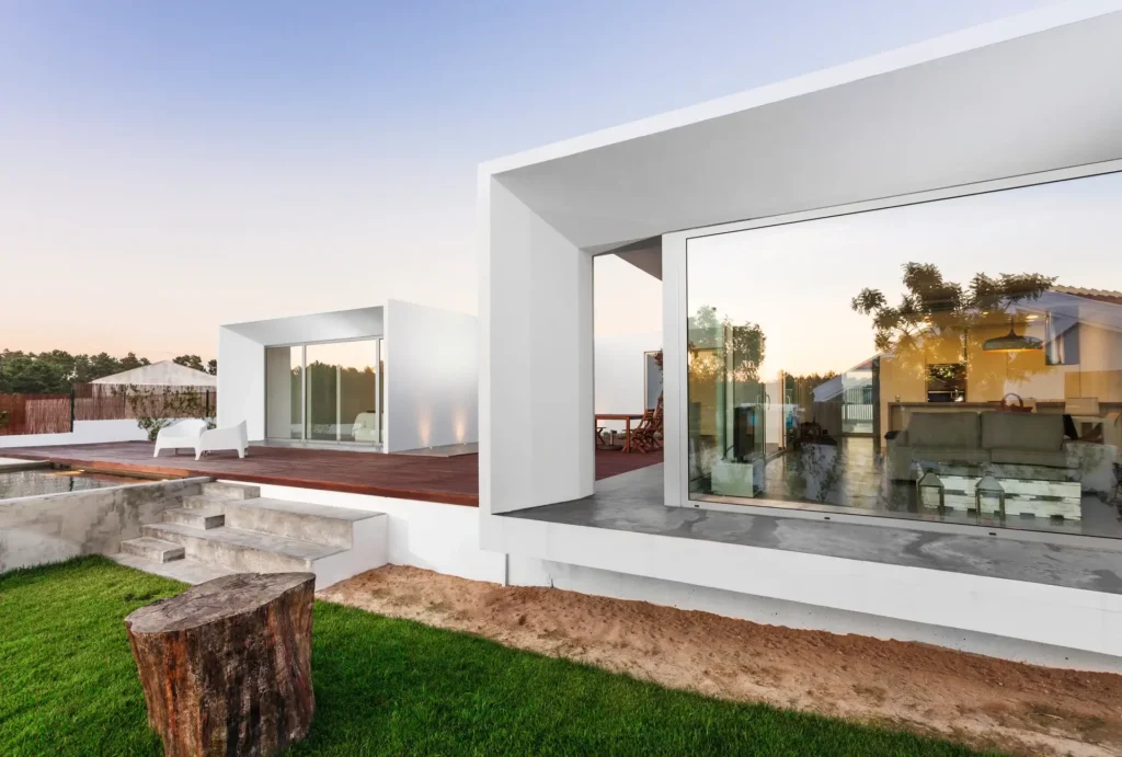 modern house with garden swimming pool and wooden 2021 08 26 18 24 26 utc